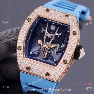 Swiss Quality Replica Richard Mille Goat Mask Automatic Watches Rose Gold watches