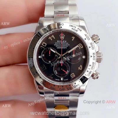 1:1 Replica Rolex Daytona Noob Factory SWISS 4130 Watch Stainless Steel Black Dial watches