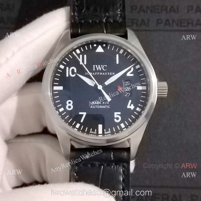 High Quality IWC Big Pilots Mark XVII Watch Black Dial Black Leather Strap watches