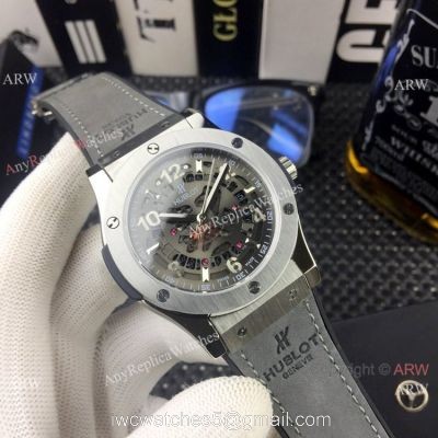 Copy Hublot Classic Fusion Skeleton Gray Gummy Strap Watches 2019 New watches