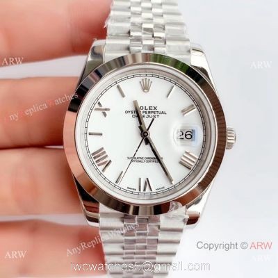 NEW Upgraded Copy Rolex Datejust 41 White Roman Dial Watch Swiss 3235 V3 watches