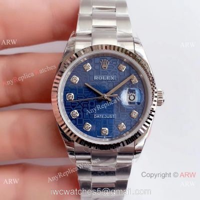 (EW) Swiss Copy Rolex Datejust 36mm Watch Stainless Steel Blue Computer Dial Rolex EW Factory watches