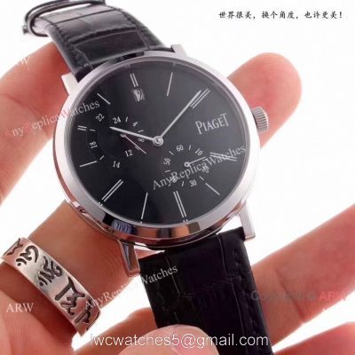 New Piaget Altiplano Automatic Watch Replica SS Black Leather Strap watches