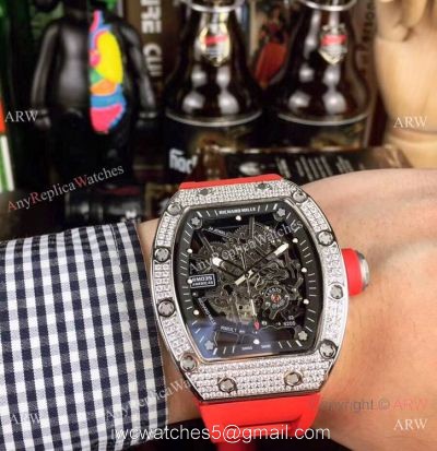 Swiss Replica Richard Mille RM035 Americas Diamond Red Rubber Watch watches