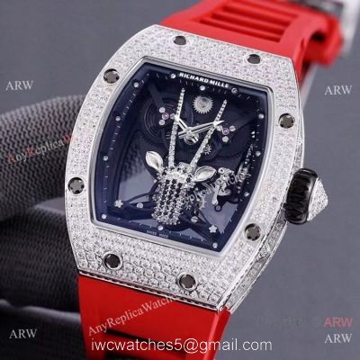 Swiss Quality Richard Mille Goat Mask Stainless Steel Diamond Watches AAA Replicas watches