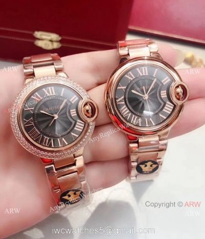 Japan Grade Cartier Ballon Bleu de Rose Gold Men Watch New Black face watches