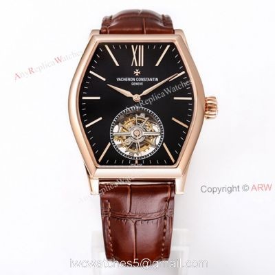 New Vacheron Constantin Malte Real Tourbillon Black Face Rose Gold High End Replica Watches For Men watches