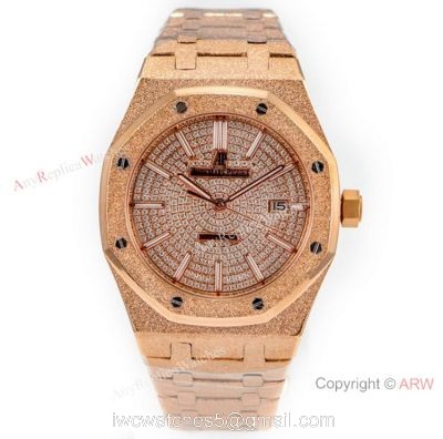 N9 Factory Swiss 3120 Audemars Piguet Frosted Rose Gold Watch Diamond Dial watches