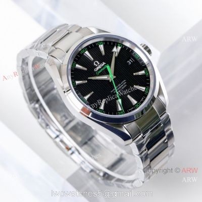 Swiss Replica Omega Seamaster Aqua Terra 150m VS Factory 8500 Watch Black Dial Green hand watches