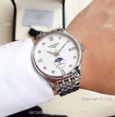 Clone Longines Master Moonphase Stainless Steel Diamond Watch 39mm watches