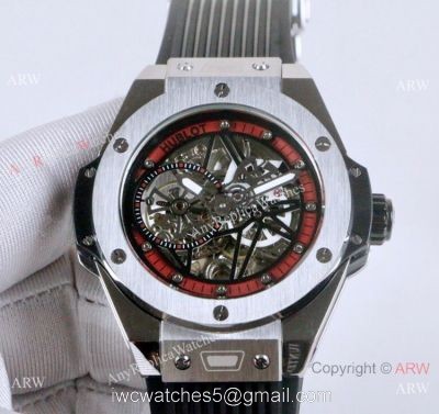 New Fake Hublot Geneve Big Bang Skeleton Watch Red Inner Rubber Strap watches