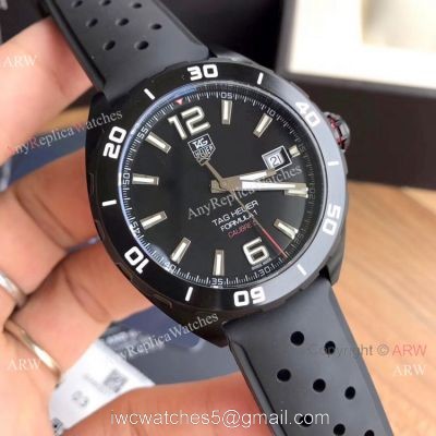 Swiss Tag Heuer Formula 1 Calibre 5 Men Watch Black Leather Strap watches
