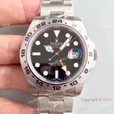 1:1 Replica Rolex Explorer II 42mm Black Face Watch NOOB V7 Swiss 3187 watches
