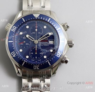 Swiss Omega Diver 300m James Bond Replica Watch SS Blue Wave Dial watches