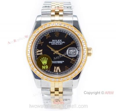 Swiss Grade 1 Rolex Datejust II 904L 2836 Watch 2-Tone Black Roman Dial watches