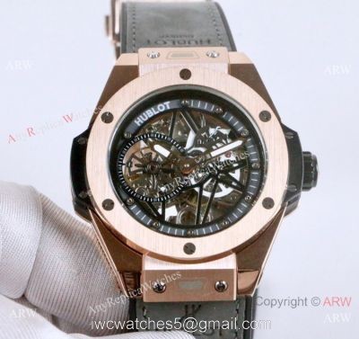 Best Fake Hublot Geneve Big Bang Skeleton Dial Rose Gold Watch 45mm watches