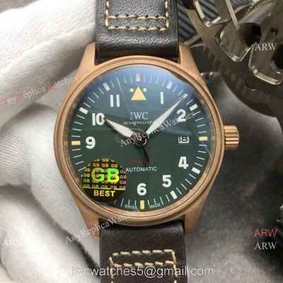 Super Clone IWC Big Pilots Spitfire Bronze Green Dial Watch Swiss 9015 watches