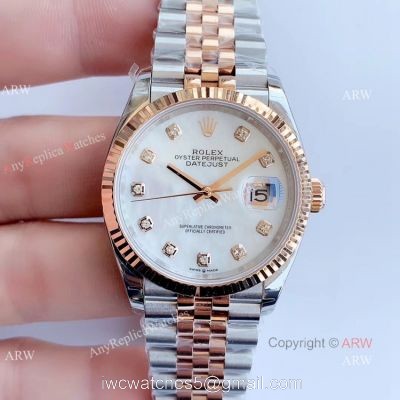 EW factory SWISS 3235 2 Tone Rose Gold Rolex Datejust 36mm Watch watches