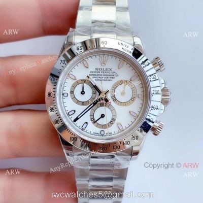 Replica Swiss Rolex Daytona Noob 7750 Watch Stainless Steel White Dial watches