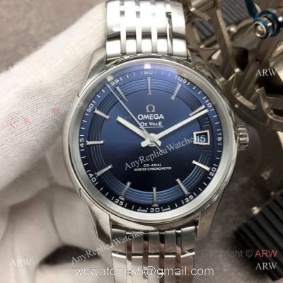 Swiss Replica Omega DeVille Hour Vision Stainless Steel Blue Dial Watch VS Factory 8900 Movement watches