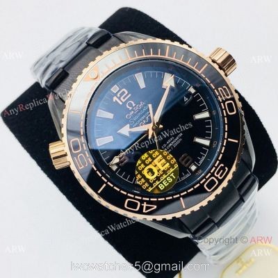 Swiss Grade Omega Planet Ocean Deep Black 600m Rose Gold Bezel Watch OE Factory watches