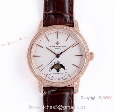 (VC) Vacheron Constantin Patrimony Moon Rose Gold Diamond Watch Swiss Replica watches