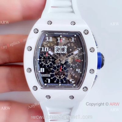 KV Factory Swiss 7750 Richard Mille RM 011-FM Polo Club Saint Tropez White Ceramic Watch Richard Mille AAA watches