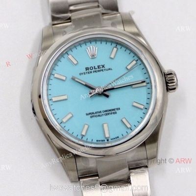 EW Factory 31mm Swiss Replica Rolex Oyster Perpetual Tif-fa-ny blue Dial Watch watches