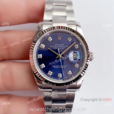 (EW) Grade 1A Rolex Datejust 36mm Watch Stainless Steel Blue Diamond Dial Rolex EW Factory Wrist watches