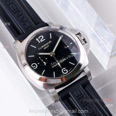 (VS) Super Clone Panerai Luminor 1950 GMT 44mm Watch Black Dial Rubber Strap watches