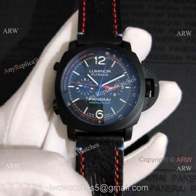 Copy Panerai PAM725 Luminor Amercias Cup Flyback Watch Blacksteel watches