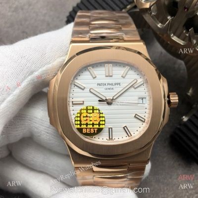 Swiss Grade Copy Patek Philippe Nautilus GBF CAL.324 Rose Gold White Dial Watch watches