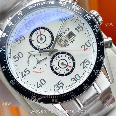 Copy Tag Heuer Carrera Cal 1887 Watch Stainless Steel White Face watches