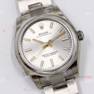 EW Factory 31mm Swiss Grade Replica Rolex Oyster Perpetual Watch SS Silver Dial watches