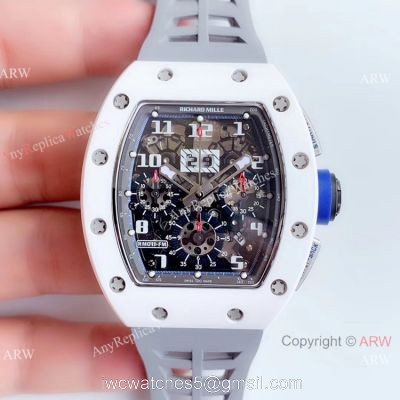 KV Factory Swiss Copy Richard Mille RM 011-FM Polo Club Saint Tropez Watch White Ceramic Gray Skeleton Dial watches