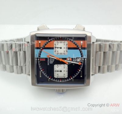 Tag Heuer Monaco Quartz Calibre 12 Replica Watch Stainless Steel Blue Red Dial watches