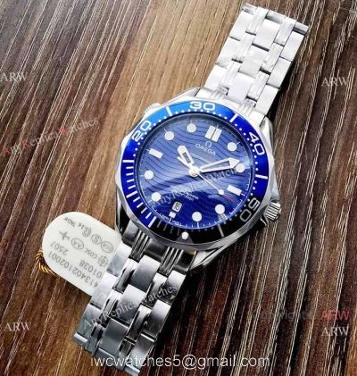 Copy Omega Seamaster Diver 300M James Bond Replica Watch Stainless Steel Blue Bezel watches