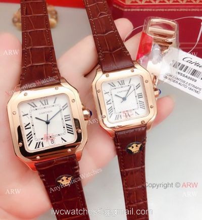 Clone Cartier Santos de Rose Gold Quartz Watch Japan Grade watches