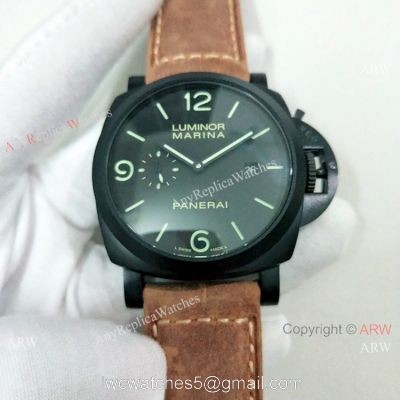 Luminor Marina Panerai Black Steel 44mm Watch Fake Panerai Watch PAM312 watches