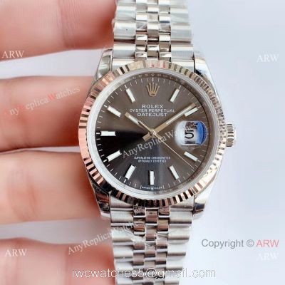 EW factory Copy Rolex Oyster Perpetual Datejust 36mm SS Gray dial Jubilee Watch watches