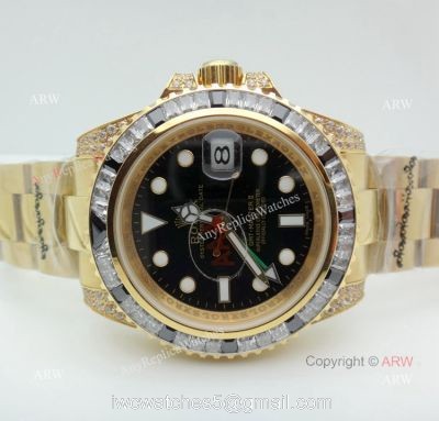 Copy Rolex GMT Yellow Gold 40mm Watch Rolex GMT Master 2 Rainbow Bezel watches