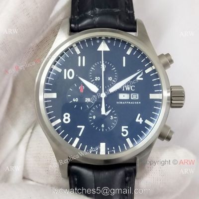 New Copy Iwc Pilot Spitfire Chronograph SS Black Dial Watch 43mm watches