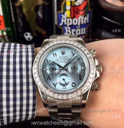 Rolex Daytona Ss Glacier Blue Watch Fake Rolex with Diamond Bezel watches