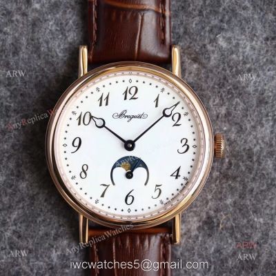 Replica Breguet Classique Rose Gold White Arabic Dial Moonphase Watch 40mm watches