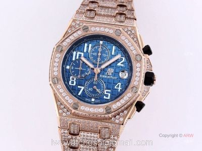 Audemars Piguet Royal Oak Rose Gold Blue Chronograph Dial Mens Watch Replica For Sale watches