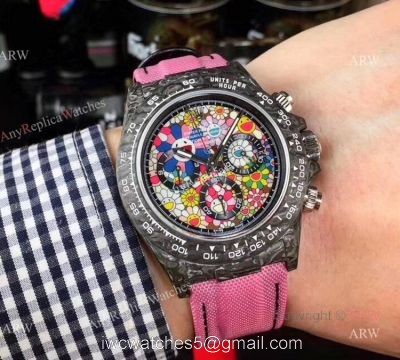 New Rolex Daytona 2020 Carbon Rolex Daytona Replica Watch with Pink Strap watches