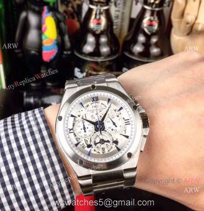 Fake IWC Aquatimer Chronograph Men Watches Stainless Steel White Face watches