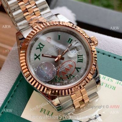 Upgraded Copy Rolex Jubilee Rose Gold Datejust II Watches Green Roman 40mm watches