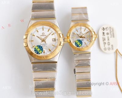 Swiss Quality Copy Omega Double Eagle Watches 2-Tone Silver Dial 38mm or 27mm watches