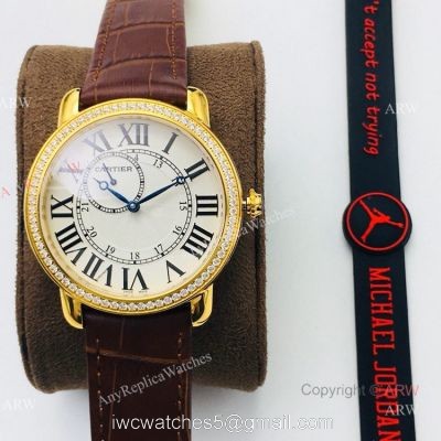 (EGF) New Ronde De Cartier Watch 904L Yellow Gold Diamond Bezel For Men 40mm watches